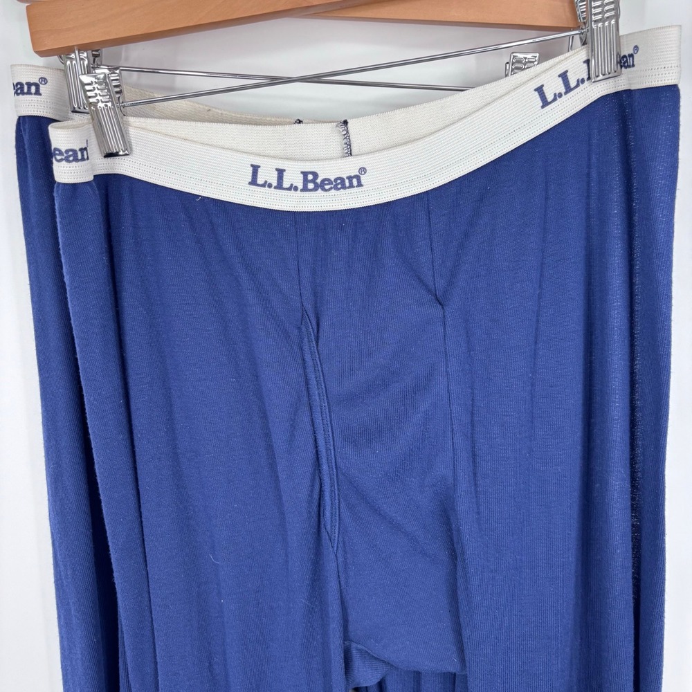 VTG 90s LL Bean Long Underwear Pants Lot (2) Men L Tall Blue Thermal Made In USA